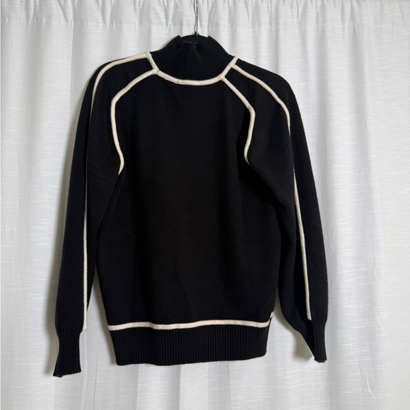 Baltic Born Harrington Sweater Black White Contrast Trim Mock Neck | NWT Size S - Picture 11 of 17